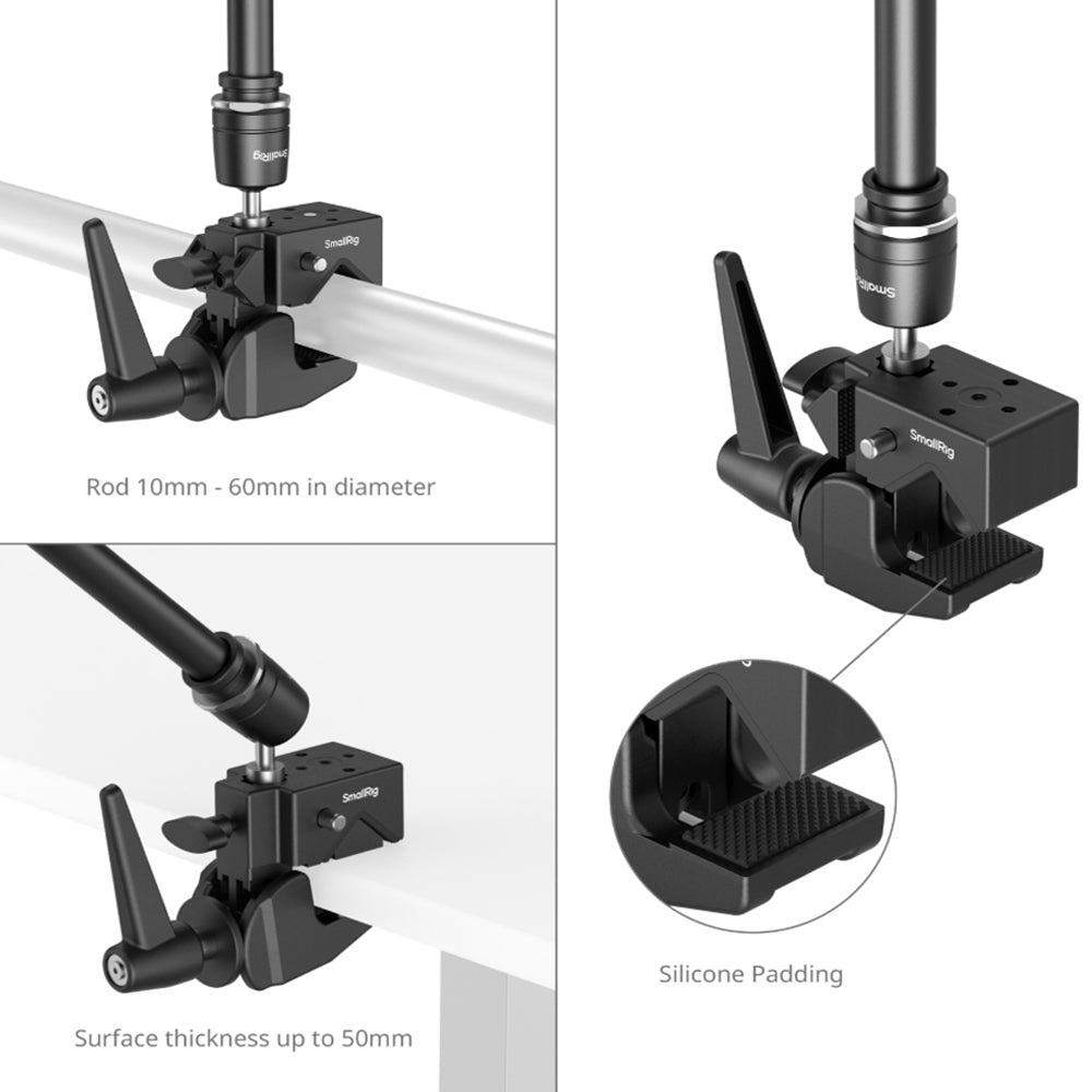 SmallRig 20.6-Inch Aluminum Magic Arm & Super Clamp Kit with Ball Head & 1/4"-20 & 3/8"-16 Top Screw for Cameras, Field Monitors, Video Lights, Microphones, Light Stands, Tripods, Desktop & Mounting Tubes & Rails | 4862 4861