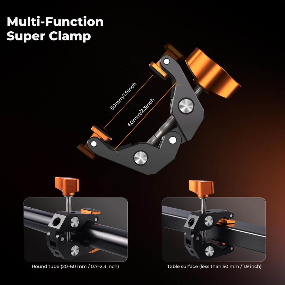 K&F Concept 22-Inch Magic Arm Boom Clamp, Super Clamp w/ 360° Ball Heads, Adjustable Overhead Mount