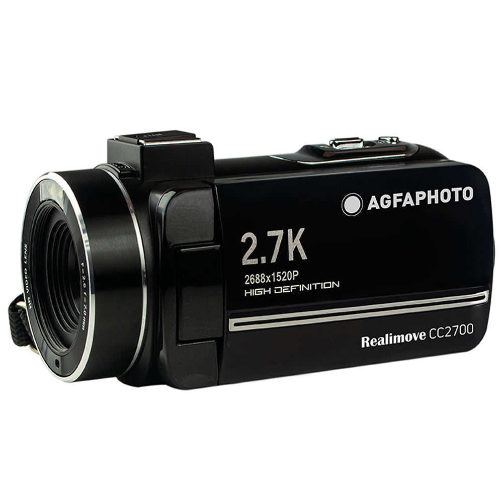 AGFAPHOTO Realimove (CC2700) 24MP Digital Video Camcorder Camera Recorder with 18x Optical Zoom, 2.7K Video Capture, 3" IPS Touch Screen Panel Display, Max 256GB Memory Storage Support for Photography Videography