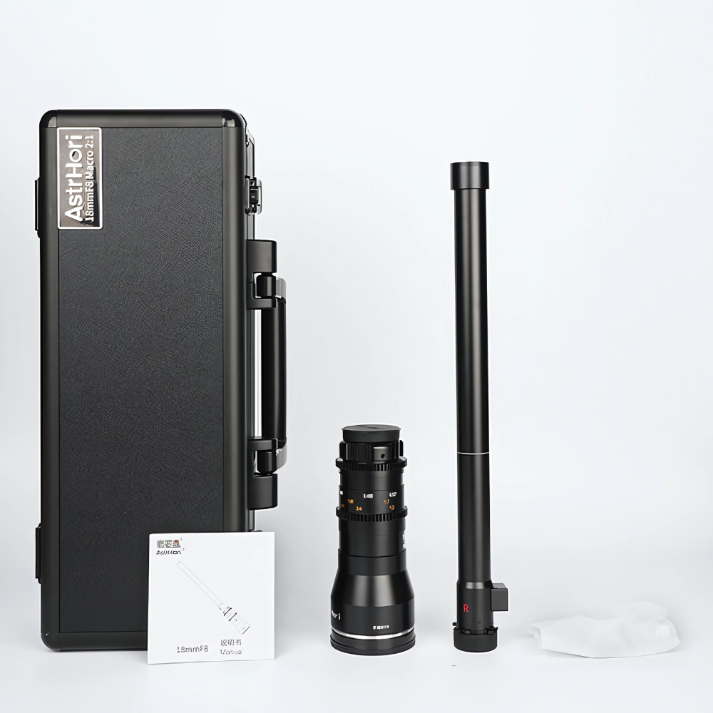 AstrHori 18mm F/8 MF APS-C 2X Macro Probe Lens for Sony E / M43 Micro Four Thirds Mount Mirrorless Cameras Manual Focus with Slender Lens Body, Sapphire Lenses, Built-in LED Fill Light for Photography