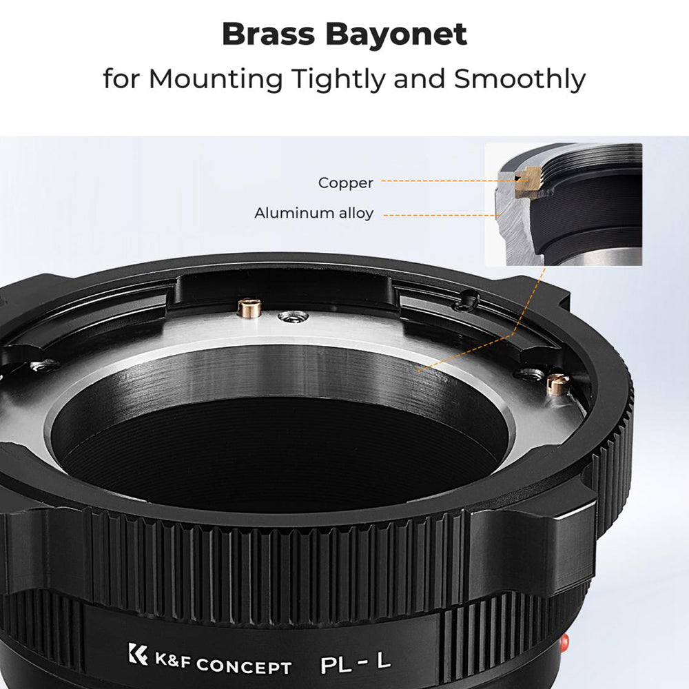 K&F Concept PL Adapter Lens for PL-Mount Lenses to Sony E-mount, Canon RF-Mount & L-mount Cameras