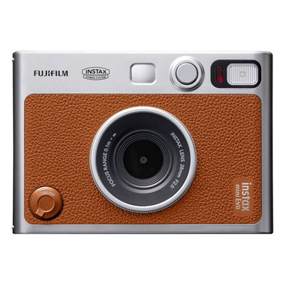 FUJIFILM Instax Mini Evo Hybrid Instant Film Camera with Built-In Mini Instant Film Direct Printer, Save Printed Images, 10 Lens Effects & 10 Film Effects, Bluetooth 4.2 - Black, Brown