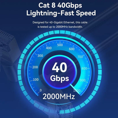 Vention 1 Meter Cat8 360° Right Angle UTP Ethernet Patch LAN Cable RJ45 Male to Male with Gold Plated Contacts, Max 40Gbps Rated Transfer Speed and 2000MHz Bandwidth for Internet Network | IKLBF
