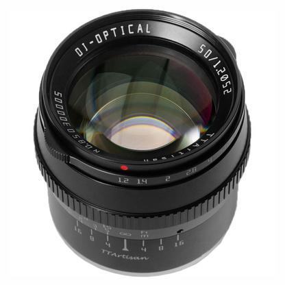 TTArtisan 50mm F/1.2 APS-C Format M43 Micro Four Thirds Portrait Prime Lens Large Aperture Sonr Optical Design Full Metal Body, MF Manual Focus, 19.2" Focus Distance, Clicked Aperture Ring for Smooth Bokeh & Low Light Photography | Black
