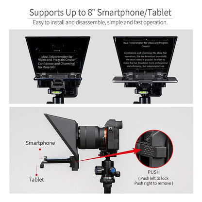 FEELWORLD TP2A Smartphone & Tablet Teleprompter with Support Up to 8-Inch Display Size (Diagol Measurement) for Mobile Phone & Digital Camera Shooting