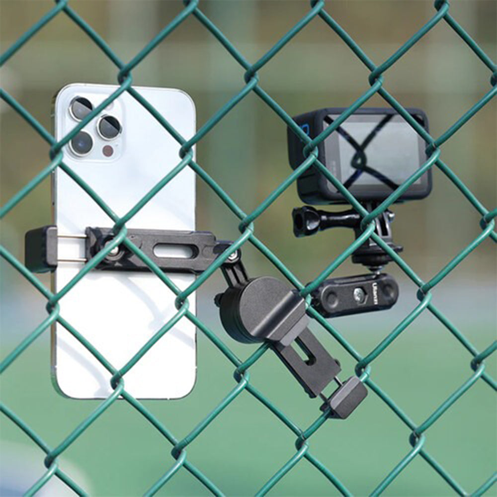 Ulanzi CM010 Fence and Net Video Aluminum Alloy Mount with C-Clamp with 360 / 180 Degree Pan and Tilt Rotation, fits 3.3" Smartphones for Max 900g Load Capacity for Sports Action Cameras