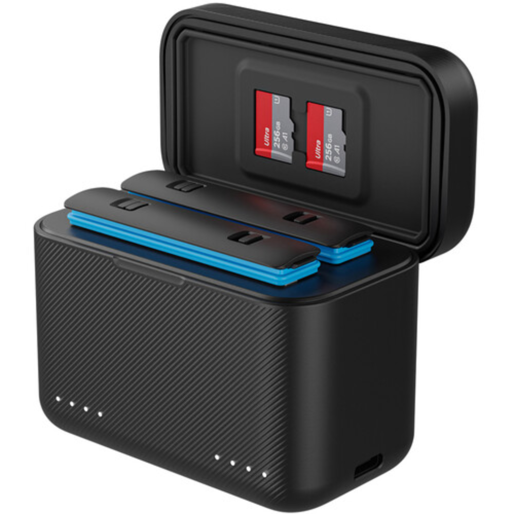 TELESIN Insta360 X3 Dual Bay Battery Charging Box Case USB-C for Action Camera MicroSD Card Slots