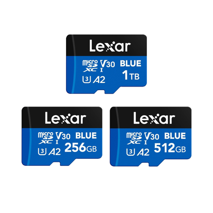 Lexar BLUE microSDXC UHS-I V30 A2 U3 Class 10 Memory Card - 160MB/s Read Speed | 256GB / 512GB / 1TB