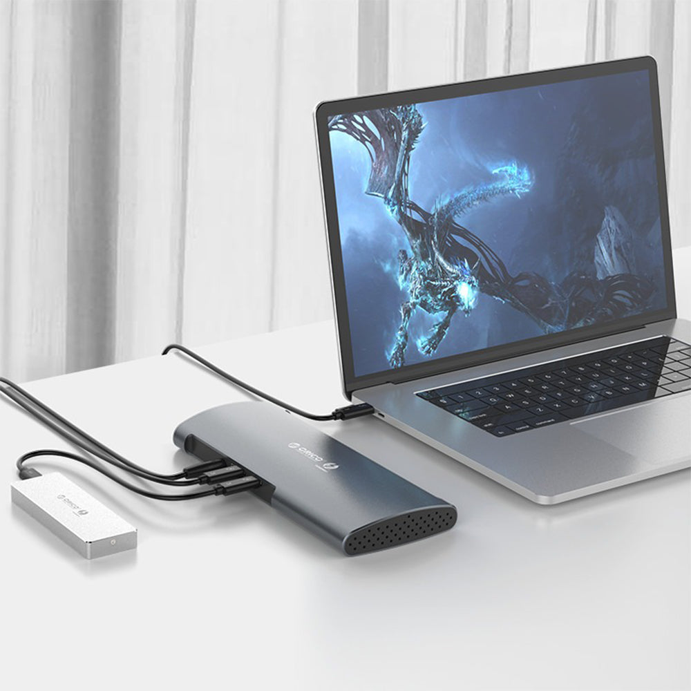 ORICO 8-in-1 Thunderbolt 3 40Gbps Type-C Docking Station with SD Card Reader, DP 8K Video, RJ45 1000Mbps, USB-C/A Hub 10Gbps - Supports Windows & macOS PCs, Desktop Computers, Laptops