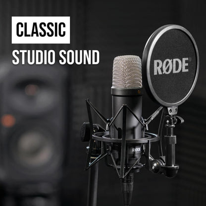 Rode NT1 Signature Cardioid Condenser Studio Microphone with HF6 1" Large Diaphragm Capsule, XLR 3-Pin Output, Phantom Powered for Recording, Podcasting, Live Streaming