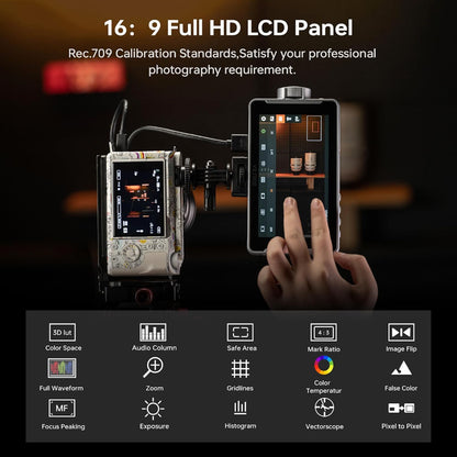 Viltrox DC-V1 5.5" On-Camera IPS Touchscreen Video Camera Monitor with 4K 60Hz, 1920 x 1080 Resolution, HDMI Input / Output, 3D LUTs, USB Type-C Power, Built-in  Magement Tools and L-Series Battery for Content Creation