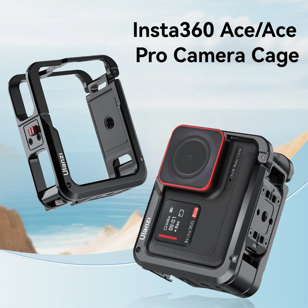 Ulanzi IN-02 Insta360 Ace / Pro Metal Camera Cage with Multi Accessory Compatibility and Side Flip Design for Action Cameras