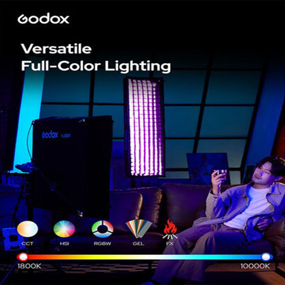 Godox FL100R | FL200R | FL200SR K1 Full RGB LED Light Mat with 1800~10000K CCT, Onboard DMX / RDM, App Control and NFC, V-Mount Battery Power, Foldable with Ring & Velcro Design for Studio and Content Creation and Video Production