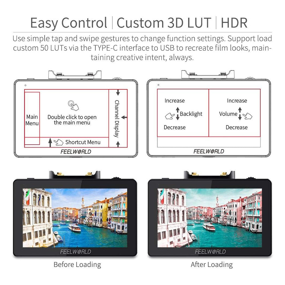 FEELWORLD FT6 FR6 4K HDMI (5.5-Inch) Wireless Video Transmission DSLR Camera Field Monitor Transmitter & Receiver Kit with 800ft Transmission Range, Custom 3D LUT, Ultra-Low Latency, HDR Monitoring, Touch Screen Display, NP-F Battery Plates