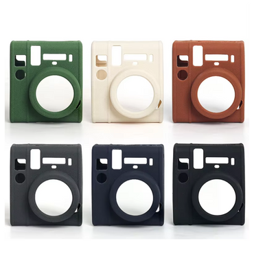 Pikxi Soft Silicone Protective Case Leather Style for FUJIFILM Instax Mini 40 Instant Film Camera Wear & Drop Resistant with Precise Cutout Holes | Black Dark Blue Green