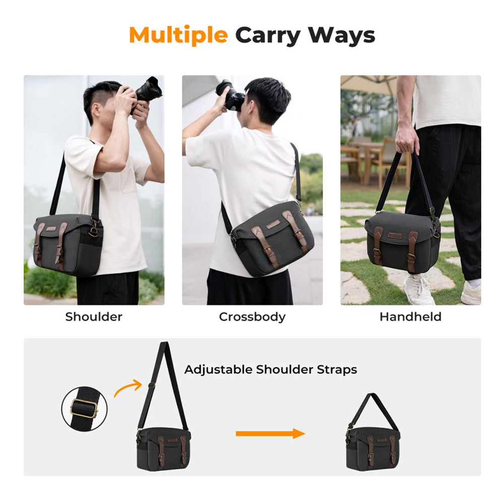 K&F Concept Stylish Camera Shoulder Sling Bag (10L) with Adjustable Crossbody Strap for Photography & Mobile Devices