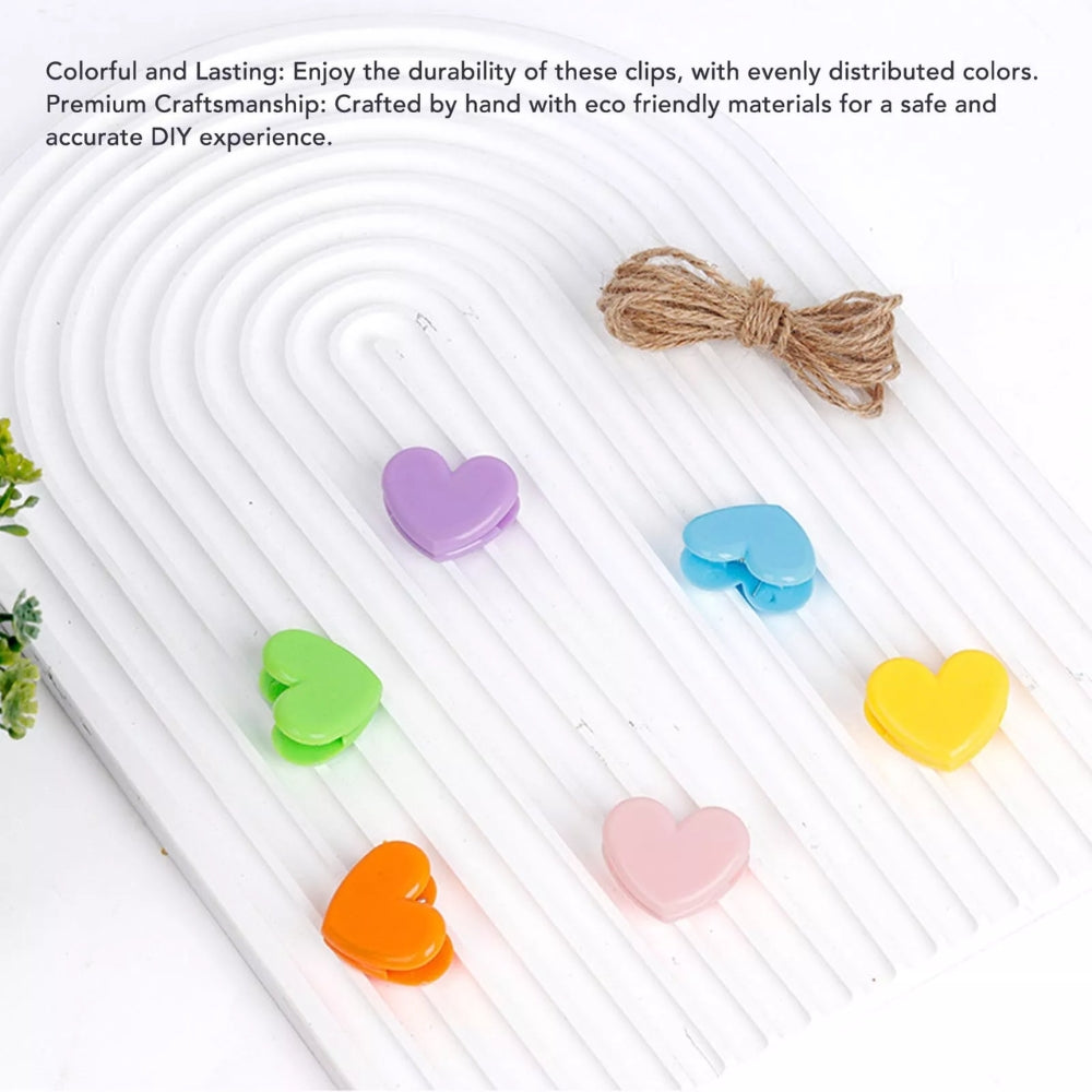 Pikxi 6pcs Heart Shaped Photo Clip Hangers with Jute String for Instax mini SQUARE and WIDE Film Camera