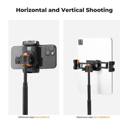 K&F Concept 2 in 1 Smartphone and Tablet Multifunctiol Clip with Retractable Claws, Cold Shoe, 1/4" Threaded Bottom Holes for 2.36" to 8.66" Tab and Phones | KF31-095