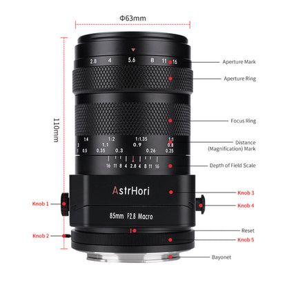 AstrHori 85mm F/2.8 MF Full Frame Macro Tilt Prime Lens for FUJIFILM X / Canon EOS RF / Leica L / Sony E / Nikon Z Mount Mirrorless Cameras Manual Focus with ED Glass and High Refractive Lenses for Photography