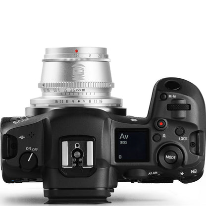 TTArtisan 35mm F/1.4 APS-C Format Canon RF Mount Prime Lens Large Aperture Sonr Optical Design Full Metal Body, MF Manual Focus, 11" Focus Distance, Clicked Aperture Ring for Smooth Bokeh & Low Light Photography | Black, Silver
