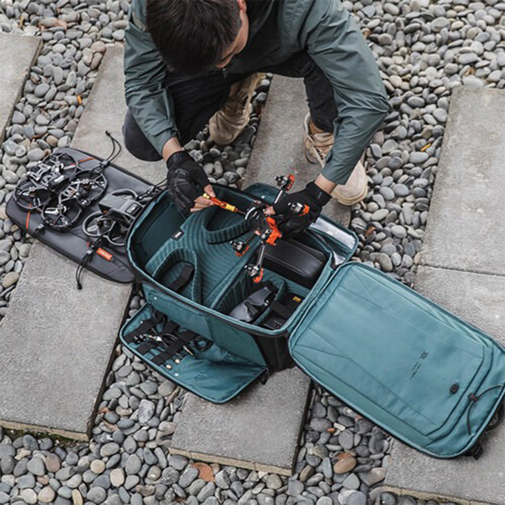 PGYTECH OneMo FPV (30L) Z-Fold Splash-Proof Drone Backpack + Explosion-Proof Battery Storage Bag with Hidden Apple AirTag Pocket, External Drone Holders, Anti-Theft Zippers, Shoulder Strap Pouch, Accessory Pockets, and Adjustable Dividers
