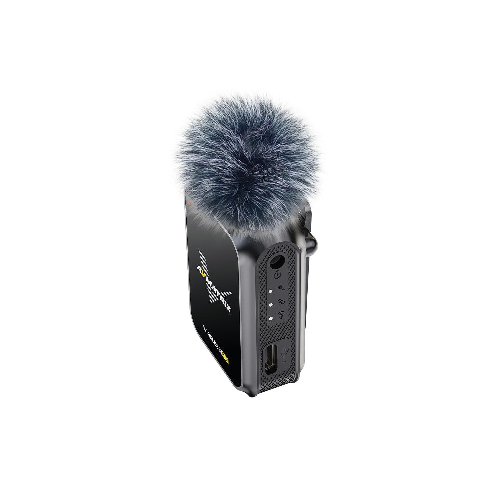 AVMATRIX WM12 1TX + 1RX Clip-On Mini Wireless Microphone Transmitter & Receiver System with 15 Hours of Battery Life and Up to 100 Meters Long Distance Transmission