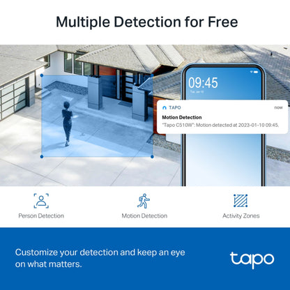 TP-Link Tapo 510W 2K 3MP Smart AI WIFI CCTV Camera with 360° Pan / 130° Tilt, Full Color Night Vision, IP65 Weatherproof, Motion Tracking and 512GB MicroSD Slot