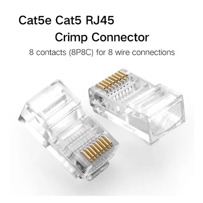 UGREEN 100pcs UTP CAT5 CAT5e RJ45 Ethernet Network Crimp Connector with Unshielded Crystal Head Design | 50246