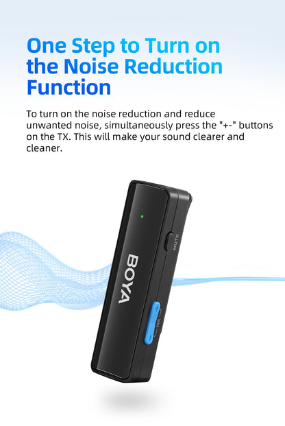BOYA Boyalink A1 / A2 Multicompatible 2.4GHz Wireless Omnidirectional Microphone System w/ USB Type-C, Lightning, 3.5mm TRS Connectors, Bypass Charging, Noise Reduction, Gain Control, Mono / Stereo, 100M Max Range for Vlogging, Interviews