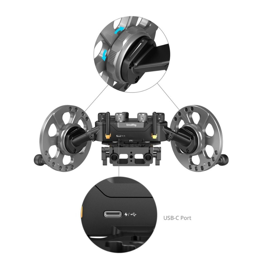 SmallRig Gimbal Control Wheels for DJI RS2 / RS3 Pro / RS4 / RS4 Pro Stabilizer with Triple-Axis Controls, Precise Damping Control, Up to 100m Stable Wireless Control Range for Professiol Filmmaking and Wedding Videography