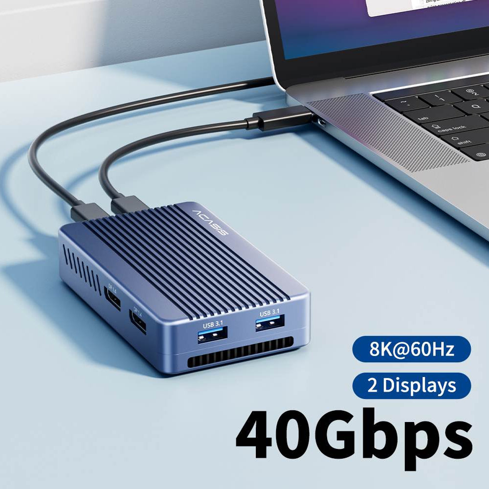 ACASIS TBU405 Plus 40Gbps Thunderbolt SSD Enclosure & Docking Station with 8K 60fps Video DisplayPort, USB 3.1 & USB-C Hub, Cooling Fan, Up to 8TB Supported Storage Capacity, Supports PC, Laptop Computer, Windows, macOS, Linux, & Android