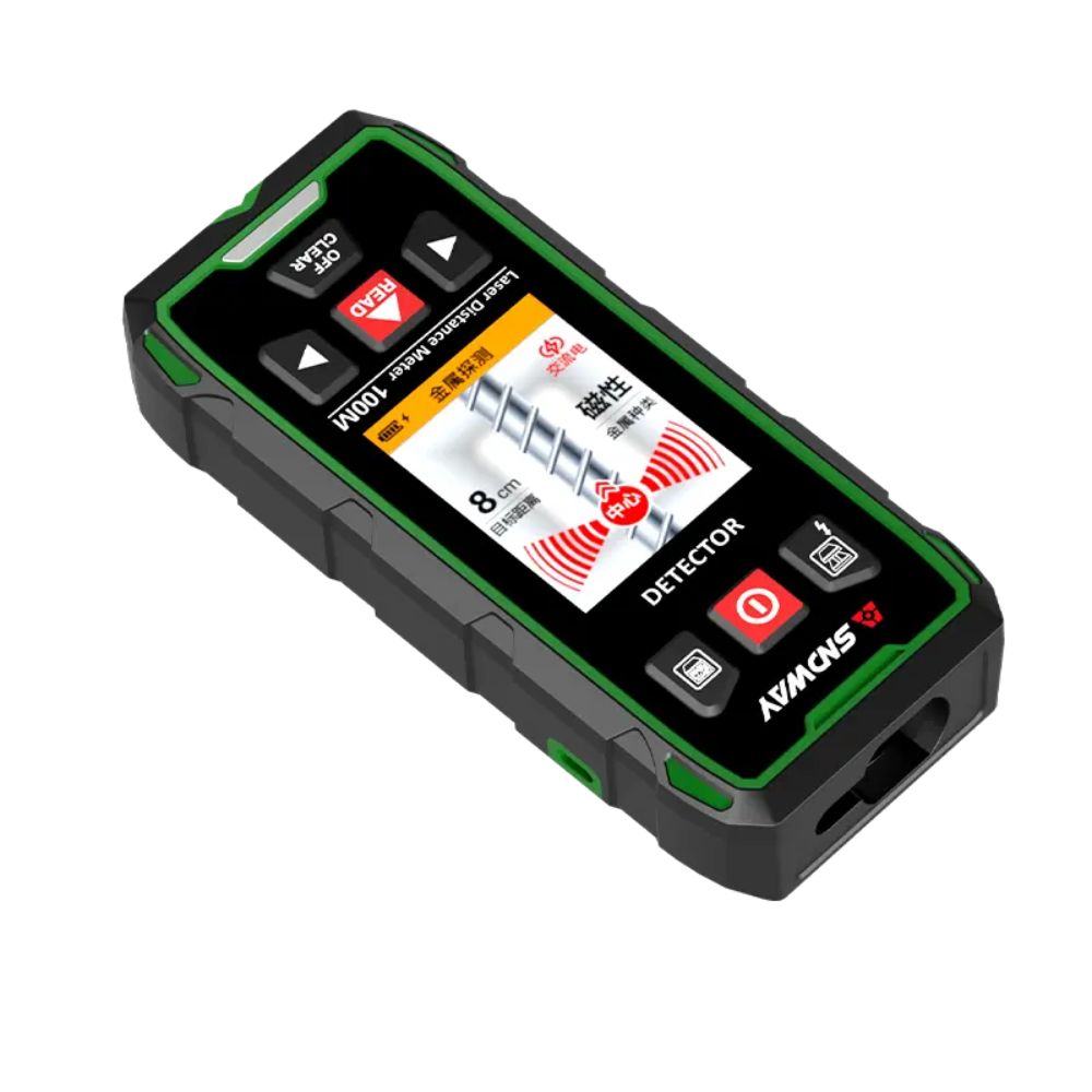 SNDWAY SW-6100GT 2 in 1 120m Digital Laser Distance Meter 800mAh Rangefinder with Wall Metal Wires Detector Sensor Stud Finder with 30 Unit Data Storage, 2.4" LCD Display, IP54 Water and Dust Resistant
