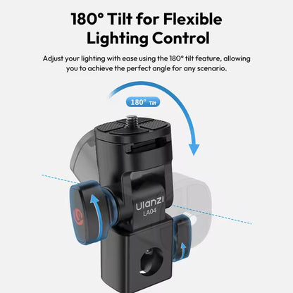Ulanzi LA04 Light Stand Adapter with 1/4" Quick-Release Cold Shoe Mount, 180° Tilt Angle, Up to 3kg Load Capacity for Video Fill Lights, Speedlite, Cameras and Phone Holder | L121