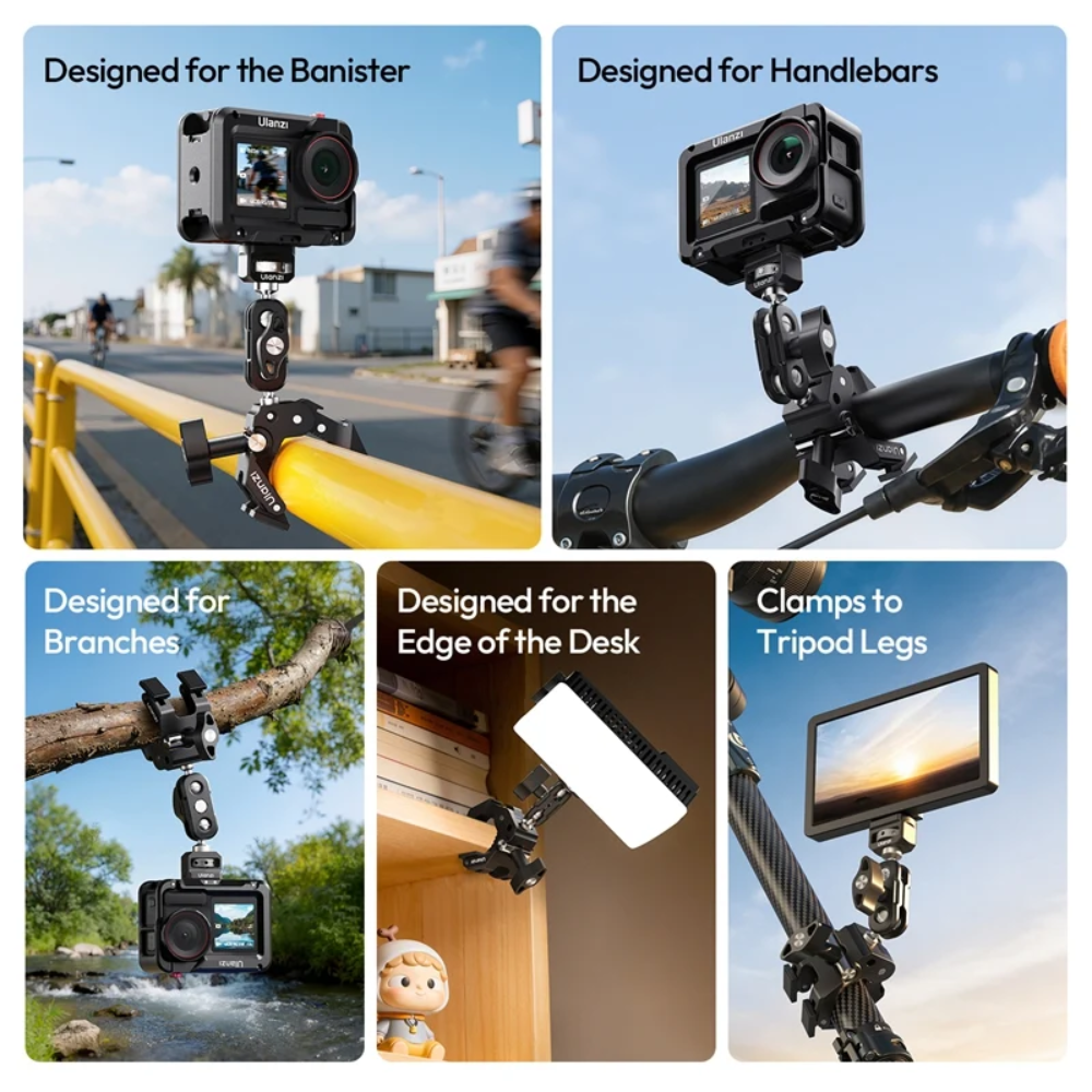 Ulanzi CO78 Super Clamp w/ Magic Arm, Dual Ball Head, 1/4" & 3/8" Thread, Camera Mount | C083 / C084
