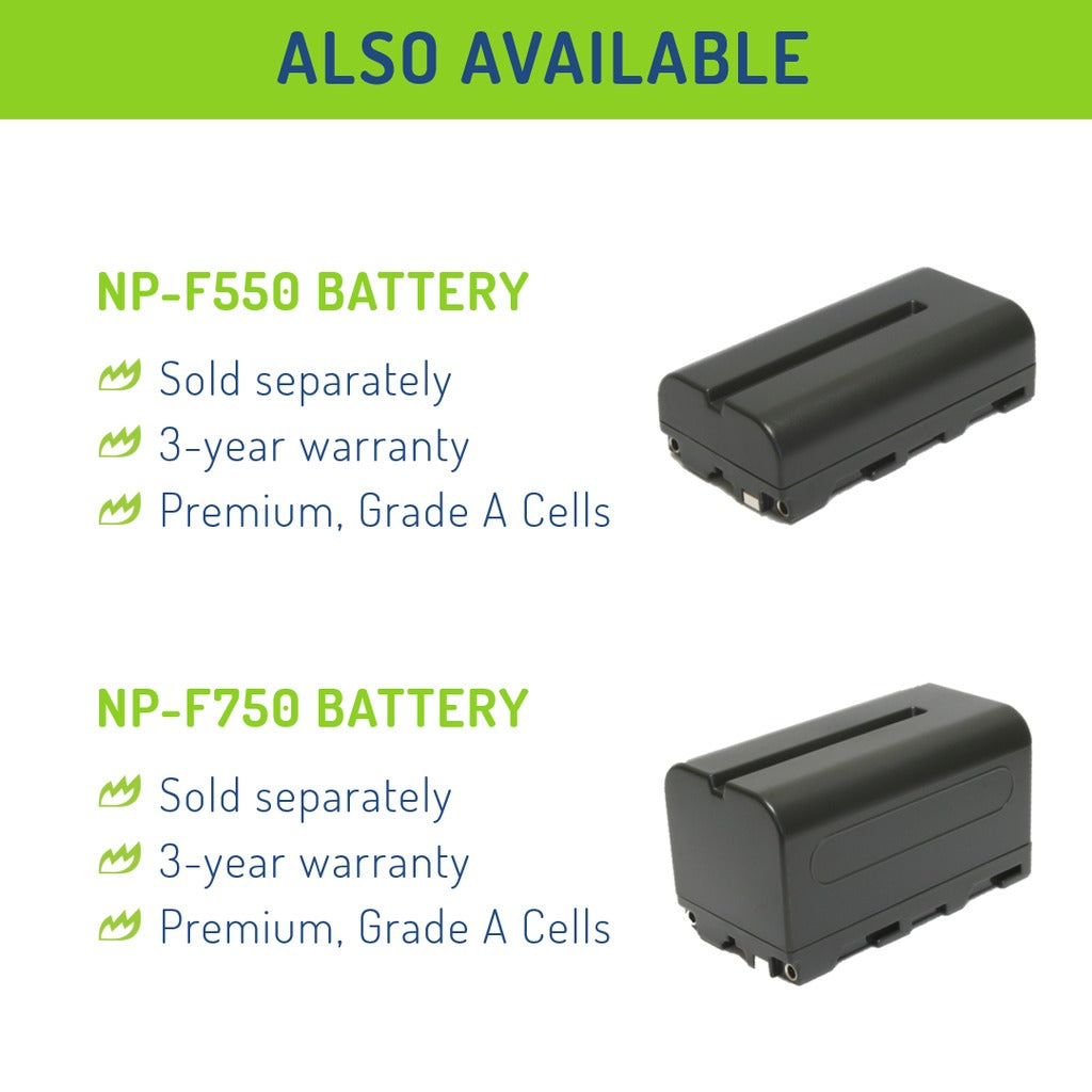 Wasabi Power NP-F960 NPF960 (2 Pack) 7.4V 8500mAh Battery and Dual USB Charger with LCD Display Kit for Select Sony L Series NP-F930 NP-F950 NP-F970 NP-F975 and Digital Video Camcorder