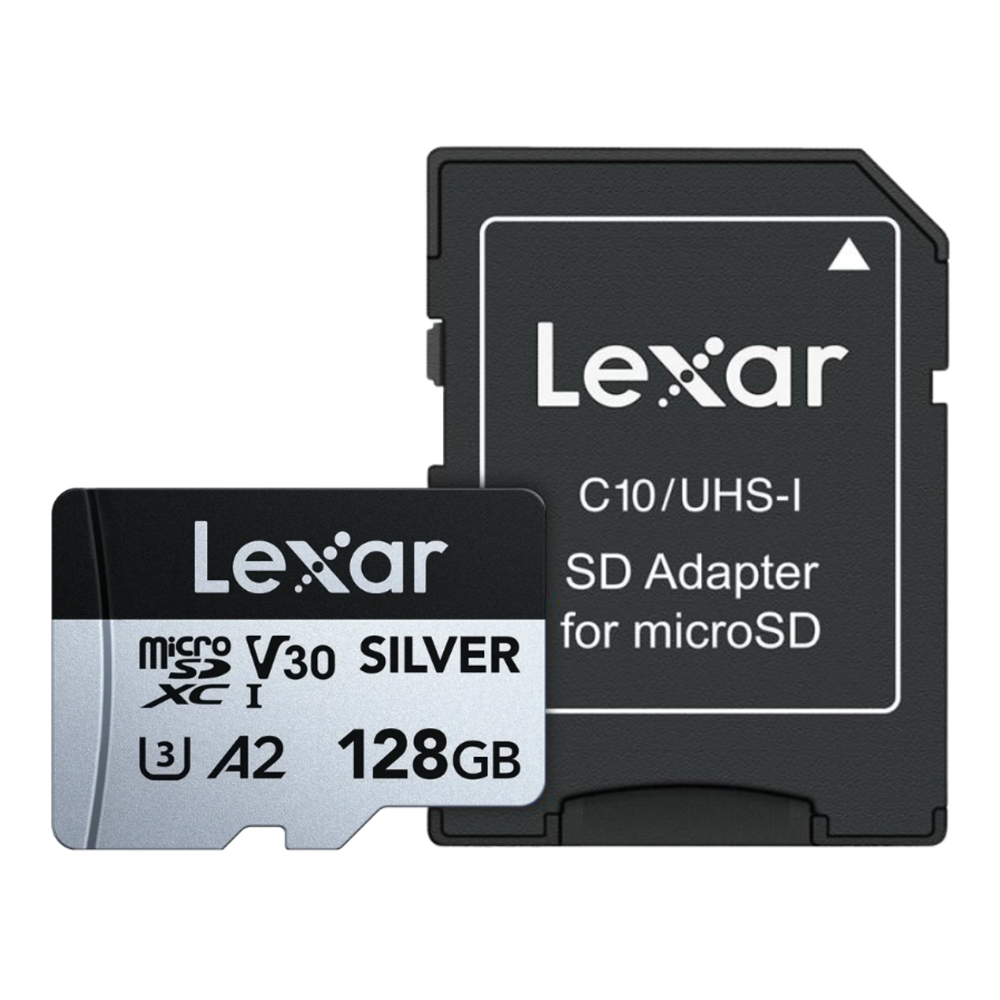 Lexar 128GB Professional SILVER microSDXC V30 A2 U3 UHS-I Memory Card, 205MB/s Read and 100MB/s Write Speed