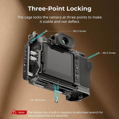 SmallRig Camera Cage Kit for FUJIFILM GFX100S II with Cable Clamp -  Arca-Type Baseplate, Aerospace-Grade Aluminum Alloy, Three-Point Locking System, Multiple Mounting Options, Unobstructed Access to Ports & Flip Screen | 4715