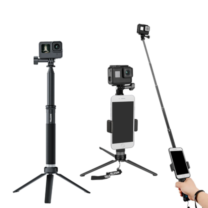 TELESIN Extended 90cm Aluminum Selfie Stick Tripod Monopod Base Stand for Select GOPRO DJI Insta360