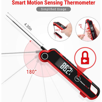 ThermoPro TP620 Instant Read Meat Thermometer Ultra-Fast Digital Probe with 2" Auto-Rotating LCD, Waterproof, Thermocouple Sensor & Motion Wake for Cooking, Grilling & BBQ