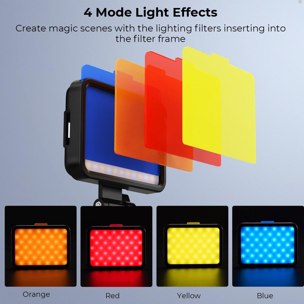K&F Concept Portable Clip-On Bi-Color LED Video Fill Light with 3000-10000K Adjustable Temperature, 2000mAh Built-in Battery, Color Filters & Frame, Cold Shoe & 1/4" Screw Adapter for Camera, Smartphone, Laptop, Tripod, Tablet | KF34-034