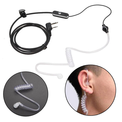 BaoFeng 2 Pin PTT Push-To-Talk Microphone Earpiece Ear Mounted Headset with 3.5mm Ear Stereo Top Pin, 2.5mm Mic Stereo Bottom Pin Ear Radio Compatible with Two-Way Radio