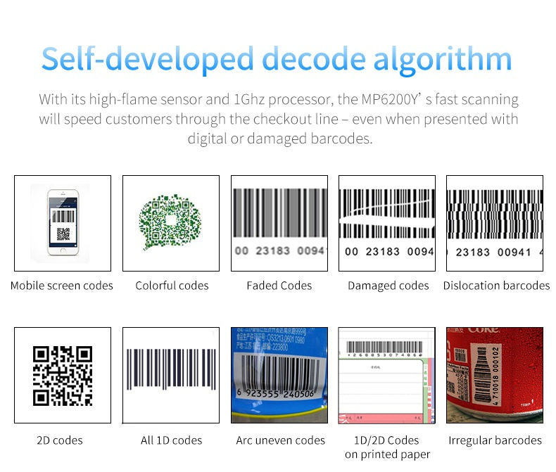 Logicowl OJ-MP6200 1D 2D Grocery supermarket barcode scanner QR Code Omni directiol CCD