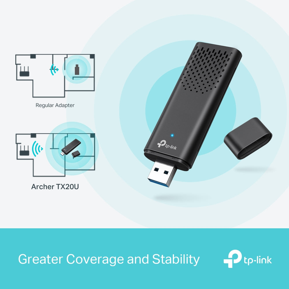 TP-Link Archer TX20U AX1800 Wi-Fi 6 Dual Band Wireless USB Adapter | SuperSpeed USB 3.0, OFDMA & MU-MIMO Technology, WPA3 WIFI Security for PCs, Computer Desktops & Laptops (Windows) | Network & Telecommunications Devices | TP LINK TPLINK