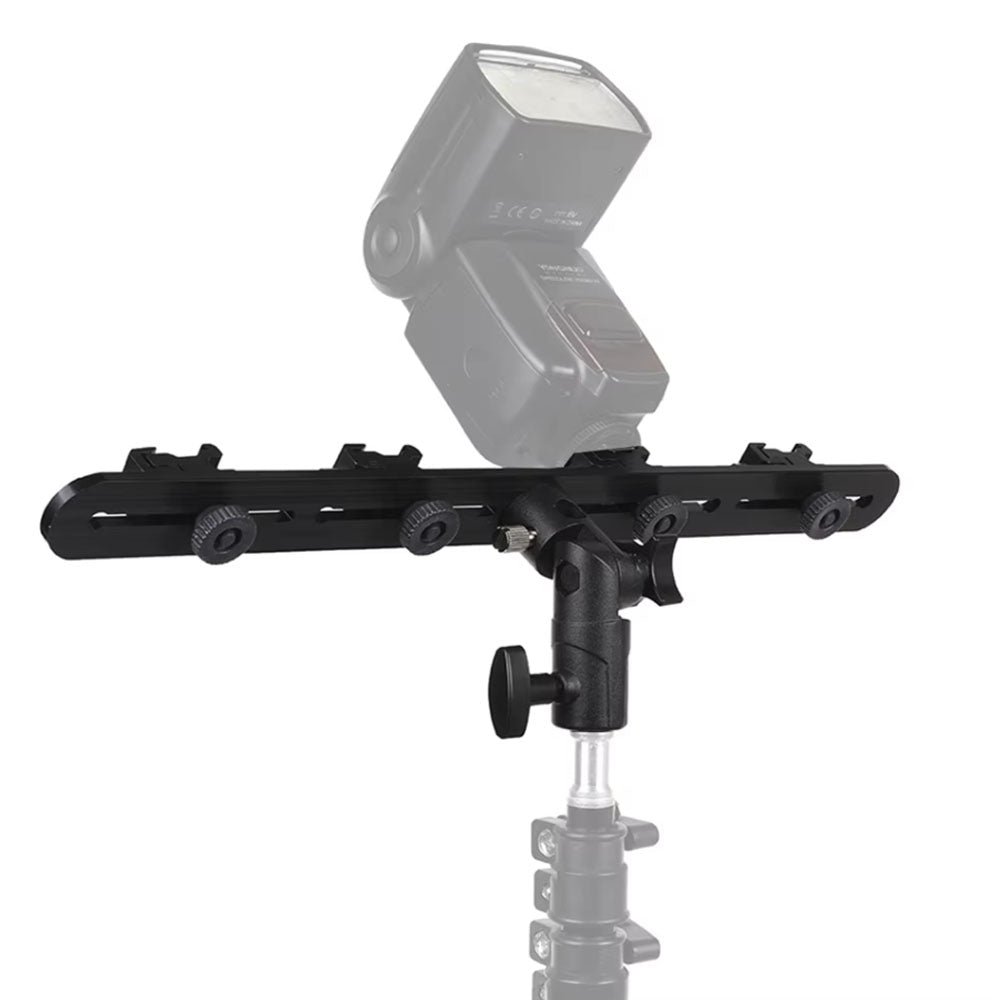Pxel Quad / Dual Light Stand Bracket with Umbrella Reflector Holder, 1/4 & 3/8 Inches Cold Shoe with 180° Vertical Adjustment & Adjustable Hot Shoe Mount for Camera Flash Speedlite, Studio Lights & Photography Accessories | LS12 LS13