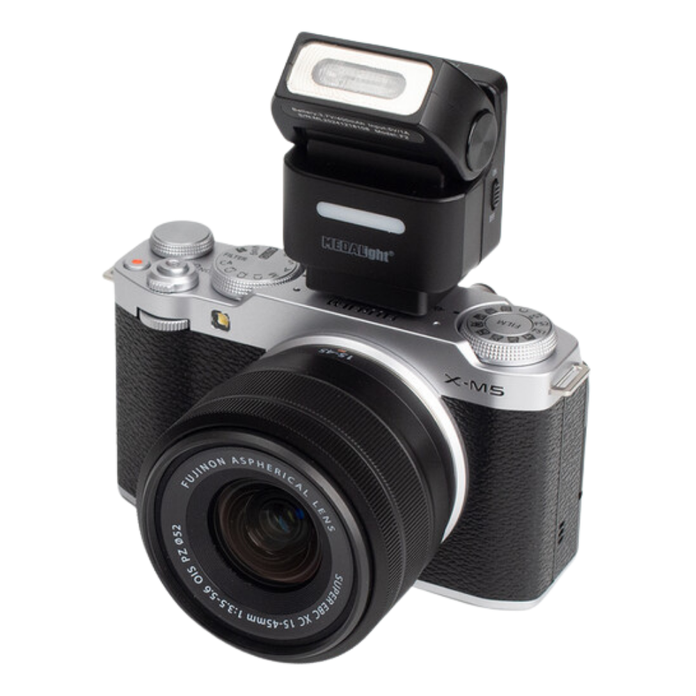 MEDALIGHT F2 Mini Camera Flash, 2.4GHz Wireless Off-Camera Light for Canon, Sony, Nikon, Fuji, Ricoh & Other Digital Cameras, Hot Shoe Mount, 10m Remote Control, Pivoting Angle, Rechargeable Li-Ion Battery & USB-C Charging for Photography