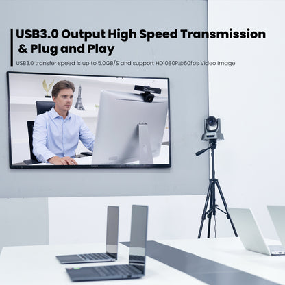 [CLEARANCE] Tenveo TEVO-NV3 Series FHD 1080P USB Video Conference PTZ Camera with IR Remote, RS-232, RS-485 and SDI Outputs Pan, Tilt and 3x Optical Zoom Plug & Play for Meetings and Livestreaming