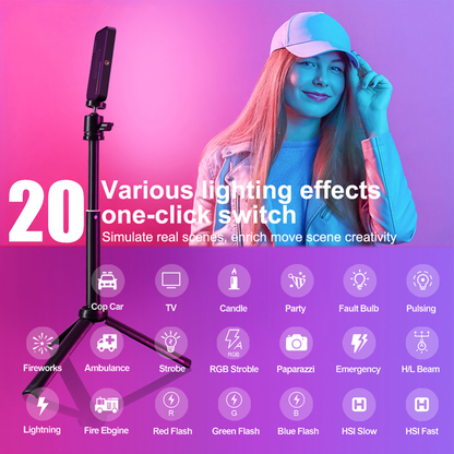 Luxceo V10 Pro RGB LED Video Light, 2500K-9000K, 400 Lumens, CRI95+, 20 Effects