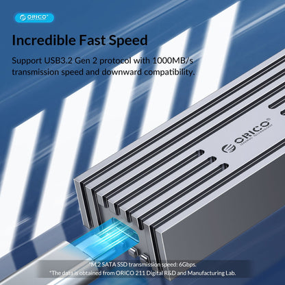 [CLEARANCE] ORICO M232C3-G2 NVMe to USB 3.2 Gen2 M.2 NVMe SSD Enclosure with Built-in Aluminum Alloy Heatsink, 2-in-1 USB-C to C/A Data Cable, 10Gbps Fast Data Transmission Rate, 4TB Max. Supported Capacity for Windows, macOS, Linux, Android