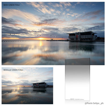 K&F Concept Square Filter Kit SN251 100 X 100 X 2mm Square Coated ND1000 Filter, Square Soft Graduated GND8 Optics Waterproof Anti Scratch Glass HD, Square Filter Holder and 8pcs Square Filter Ring 49/52/58/62/67/72/77/82mm
