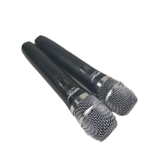 Konzert WM-55U UHF Dual Wireless Handheld Microphone System with Antenna Receiver, Max 40M Transmission Range, Rechargeable Li-Ion Battery and Fixed Frequency Band